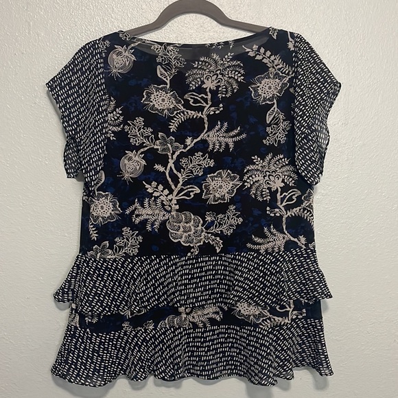 CAbi Blue & Black Floral Top - Picture 2 of 8